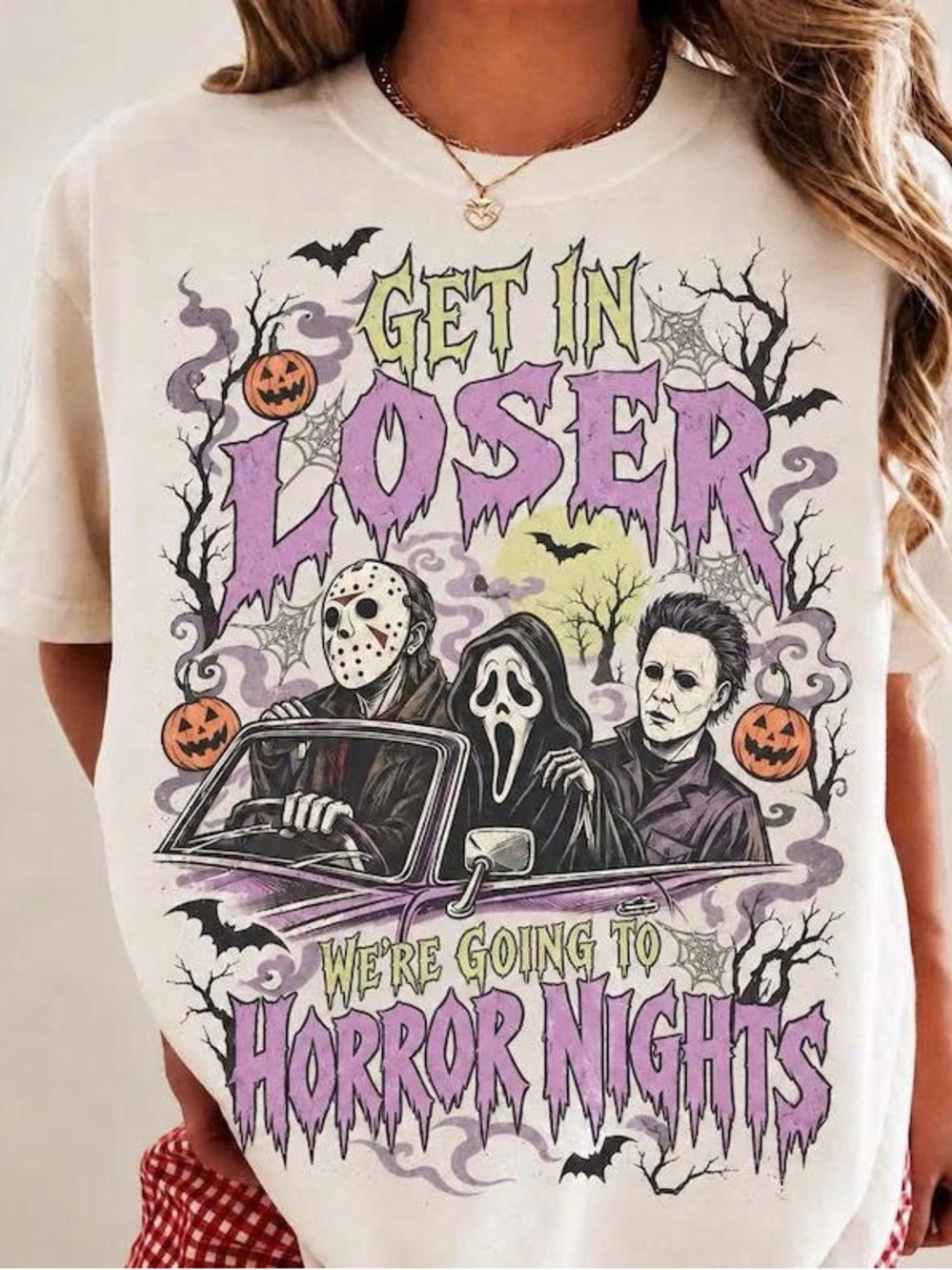 Get In Loser Horror Nights Kids Graphic Tee - White